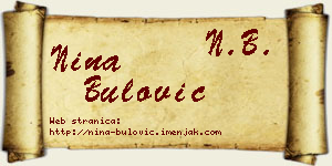 Nina Bulović vizit kartica